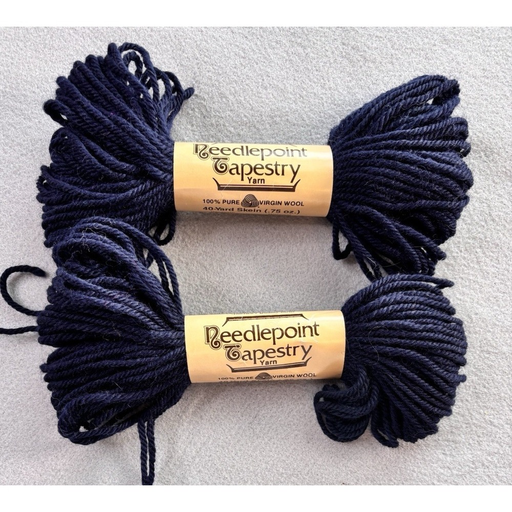 Yarns Brunswick Needlepoint Tapestry Color 1778 Navy Pure Wool Lot 2 USA